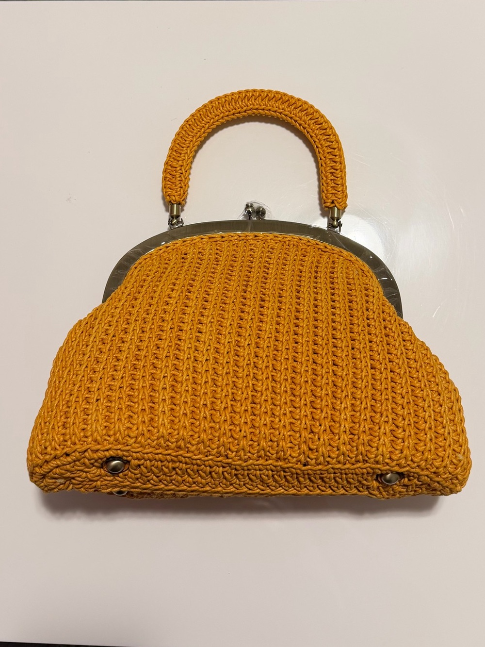 Patricia Nash Crochet Mustard Yellow Knit Bag